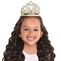Bejeweled Crown Tiara, Gold, One Size, Wearable Costume Accessory for Halloween Front_Flat