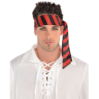 Pirate Headscarf, Red/Black Striped, One Size, Wearable Costume Accessory for Halloween