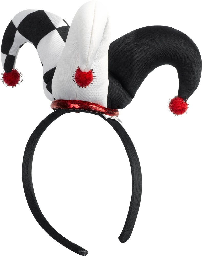Jester Kit with Mask, Headband, Collar & Cuffs, Black/White/Red