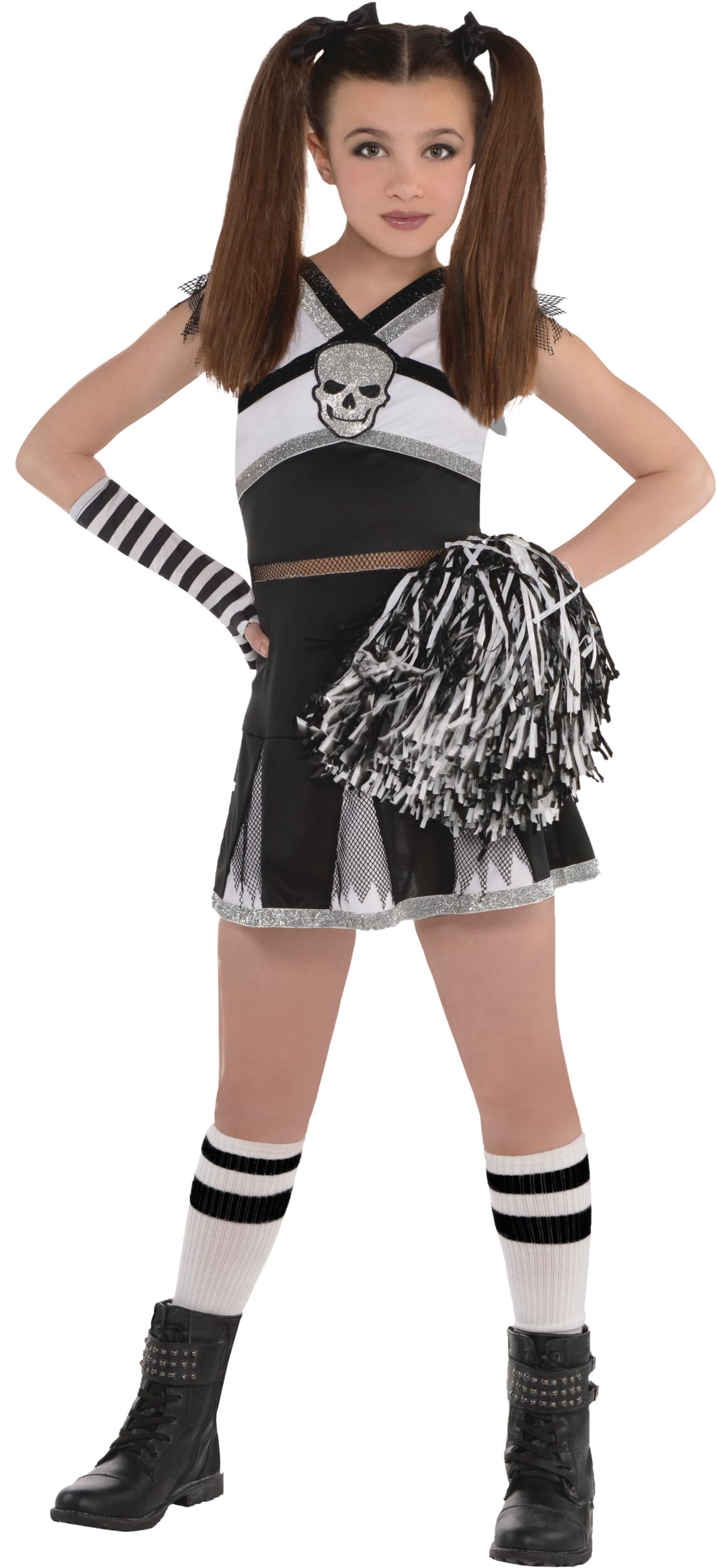 Kids' Punky Jester Black/White Outfit with Shirt/Skirt/Leggings/Headband Halloween  Costume, Assorted Sizes