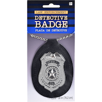 Police Badge Necklace Jewelry, Black/Silver, 30-in, Wearable Costume Accessory for Halloween