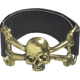 Bracelet manchette de pirate avec crâne, noir/doré, taille unique, accessoire de costume à porter pour l'Halloween Front_Elevated