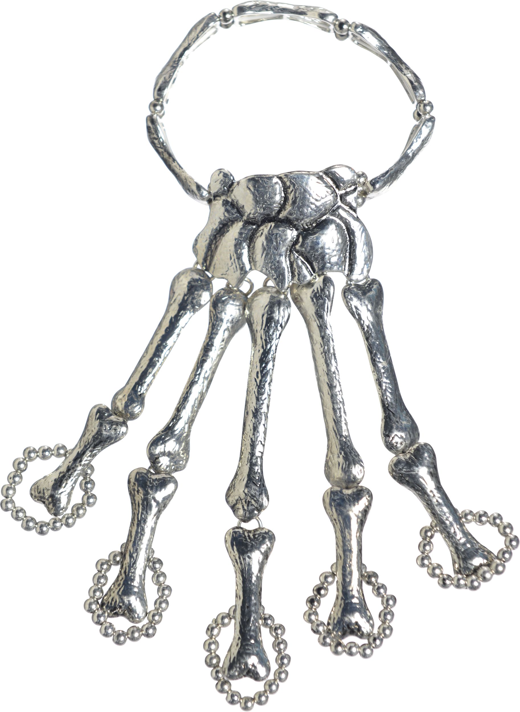 Women Silver Metal Hand Chain Bracelet 5 Long Bones Finger Skeleton Ring  Skull | eBay