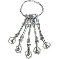Bracelet avec anneaux de doigts squelette, argenté, taille unique, accessoire de costume à porter pour l'Halloween
