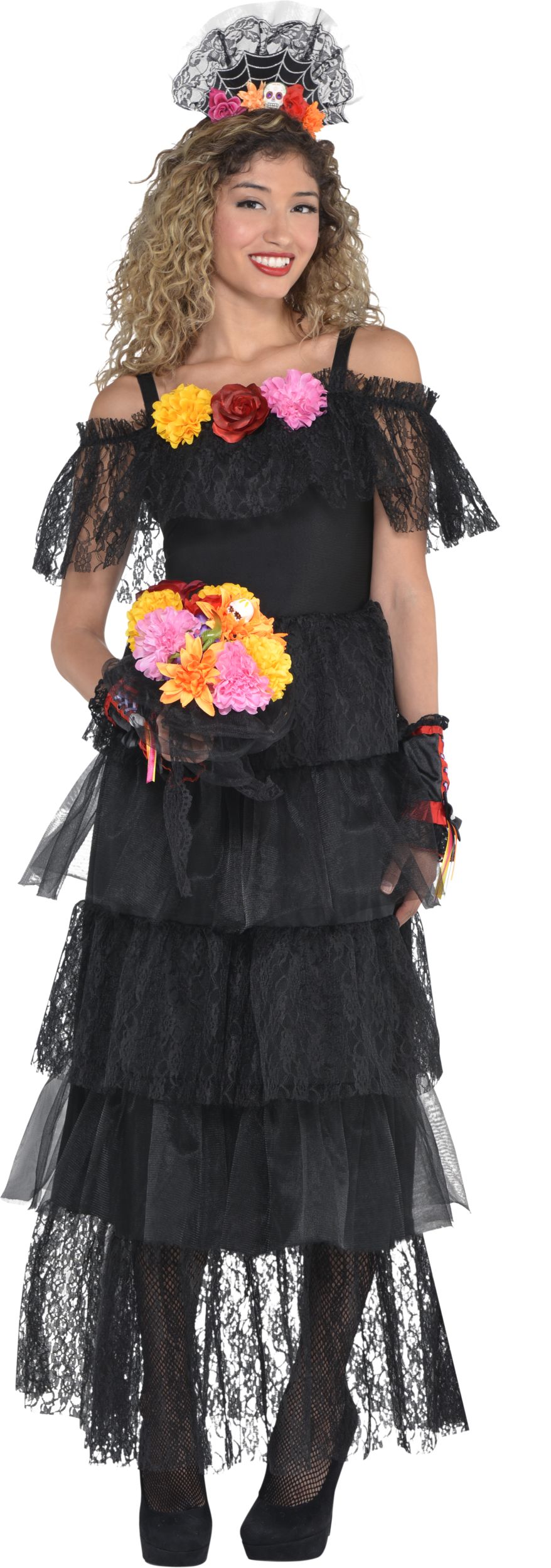 Day of the Dead Dress, Black Front_Flat