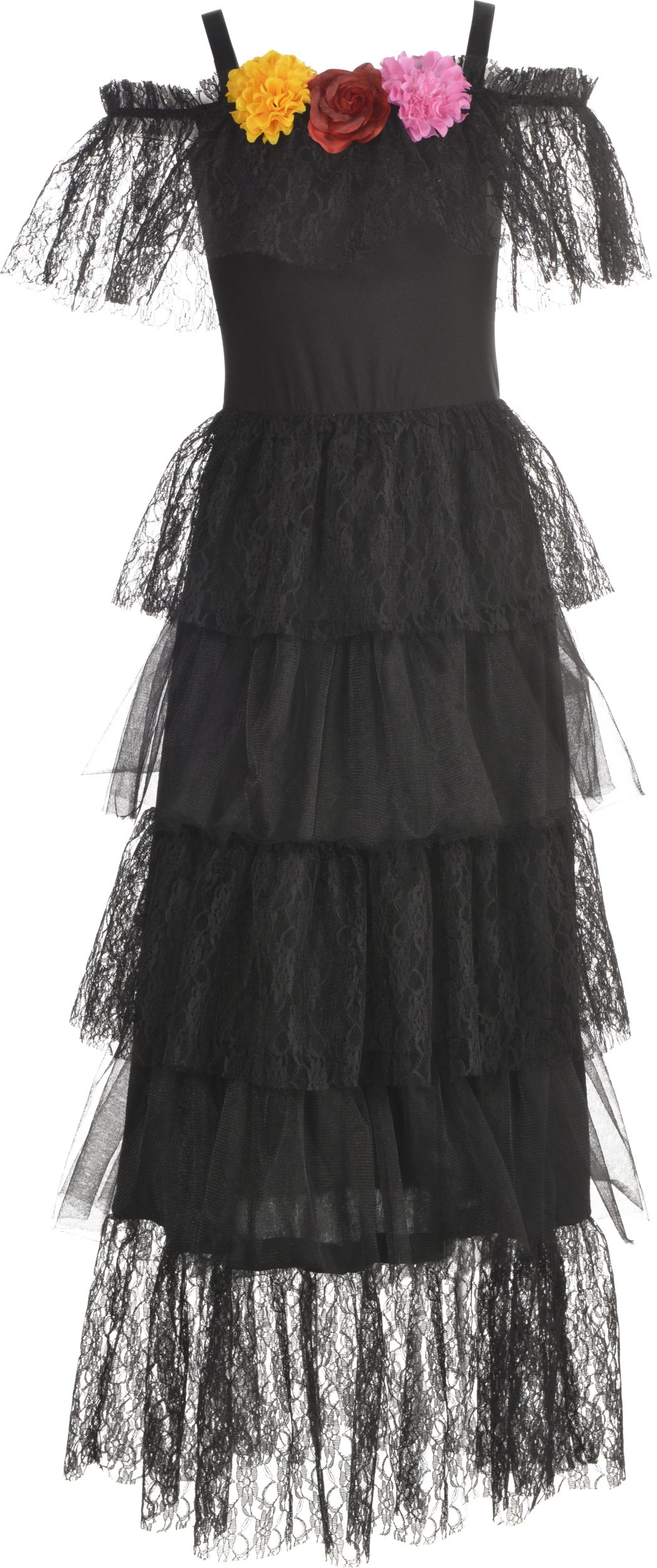 Day of the Dead Dress, Black Front_Flat