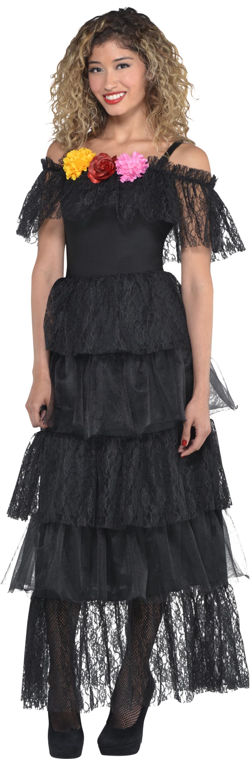 Day of the Dead Dress, Black Front_Angled_Left
