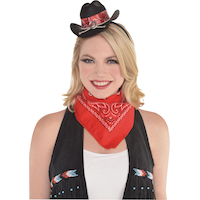Mini Cowgirl Party Hat Headband, Black Front_Flat