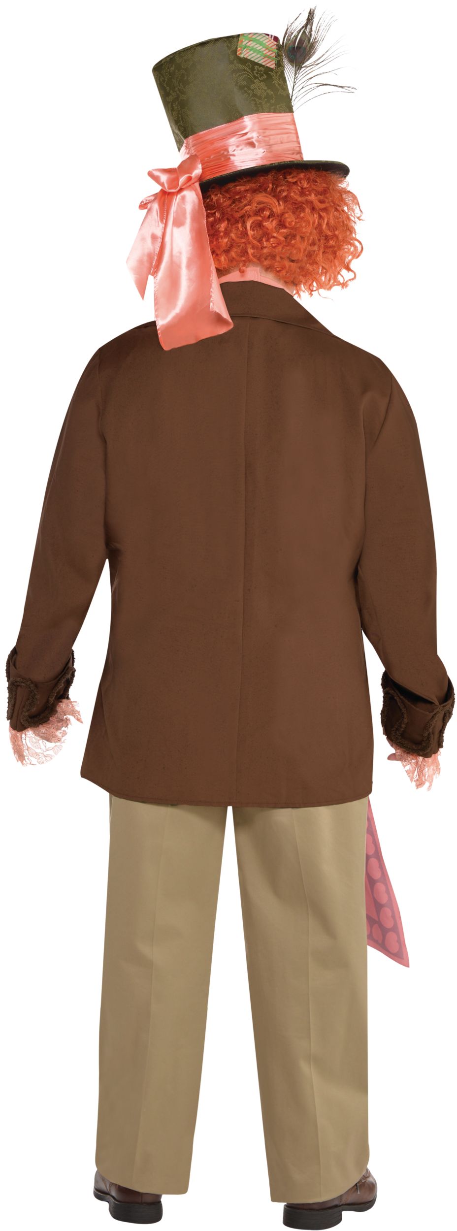 Men's Disney Alice in Wonderland Mad Hatter Brown Outfit with Jacket/Vest/Tie/Hat Halloween Costume, Assorted Sizes Back_Flat