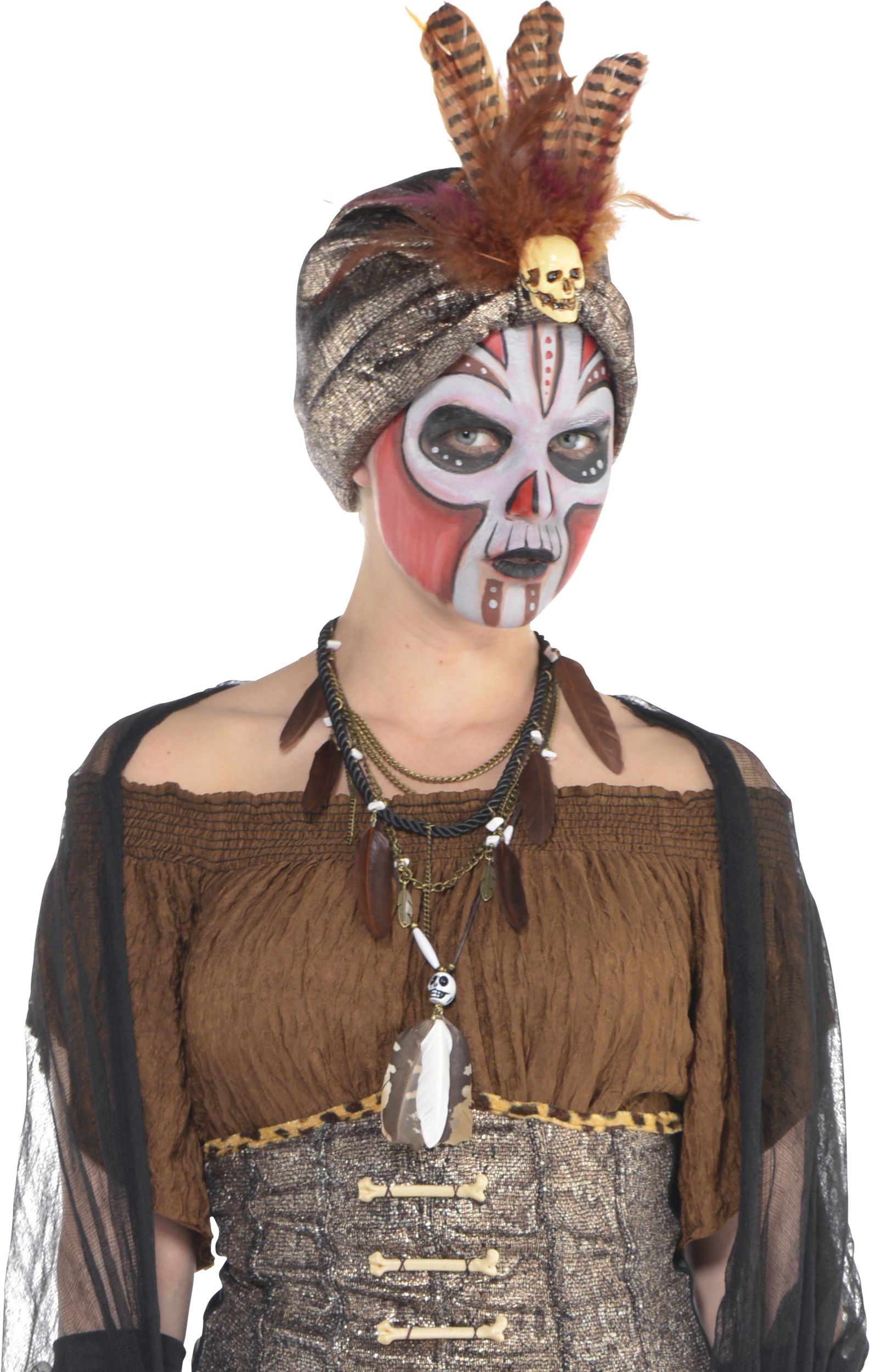 dressed as a tribal witch doctor with animal skull headdress | MUSE AI