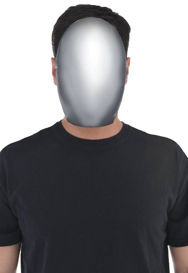 Faceless Mirror Mask, Silver, One Size, Wearable Costume Accessory for Halloween Front_Flat