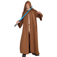 Men's Disney Star Wars Luke Skywalker Brown Robe with Hood Halloween Costume, One Size Front_Flat