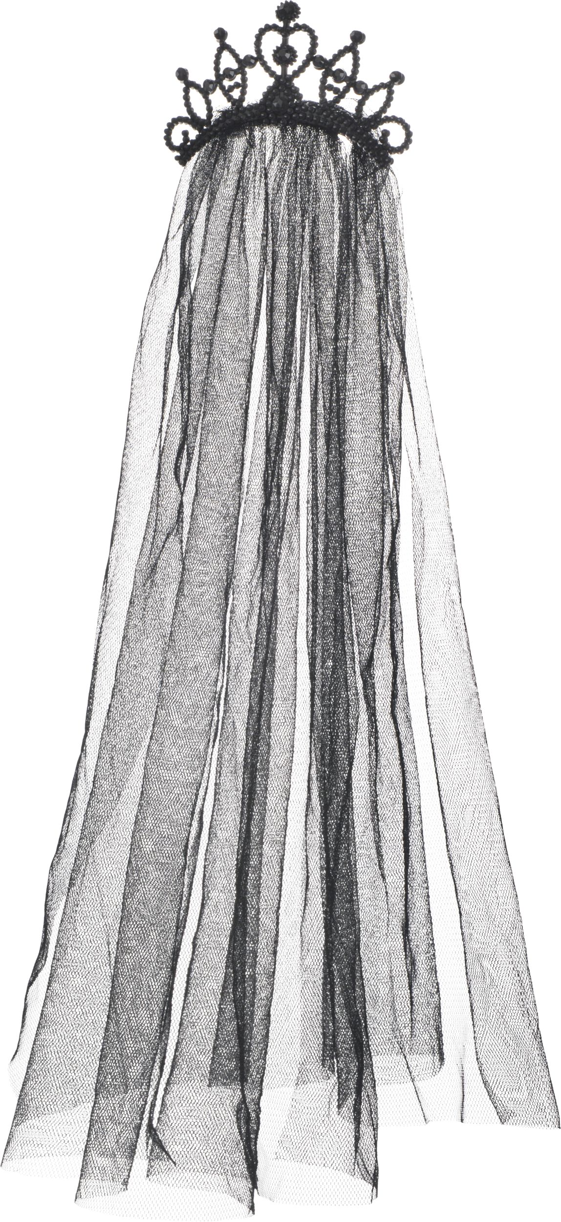 Tiara with Black Veil, Adult, One Size Back_Flat