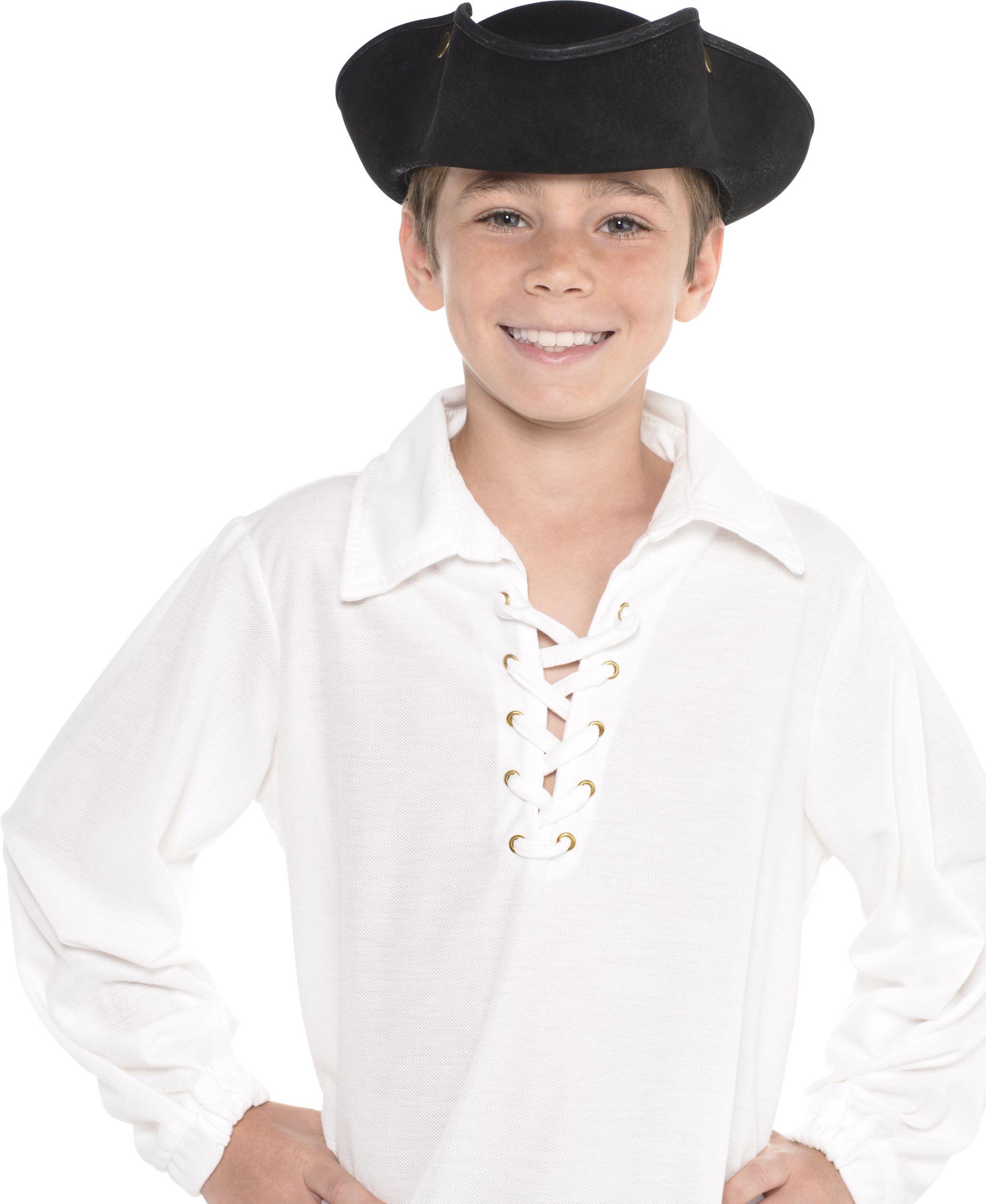 Pirate Faux Suede Hat, Black, One Size, Wearable Costume Accessory for Halloween Front_Flat