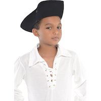 Pirate Faux Suede Hat, Black, One Size, Wearable Costume Accessory for Halloween