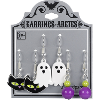 Black Cat & Ghost Halloween Earrings Set, 6-pc Front_Flat