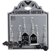 Bat & Tombstone Halloween Earrings Set, 6-pc Front_Flat