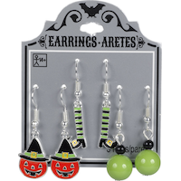Jack-o'-Lantern & Witch Halloween Earrings Set, 6-pc Front_Flat