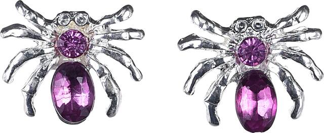 Boucles d'oreille mauve araignée et sorcière, paq. 6 Front_Flat