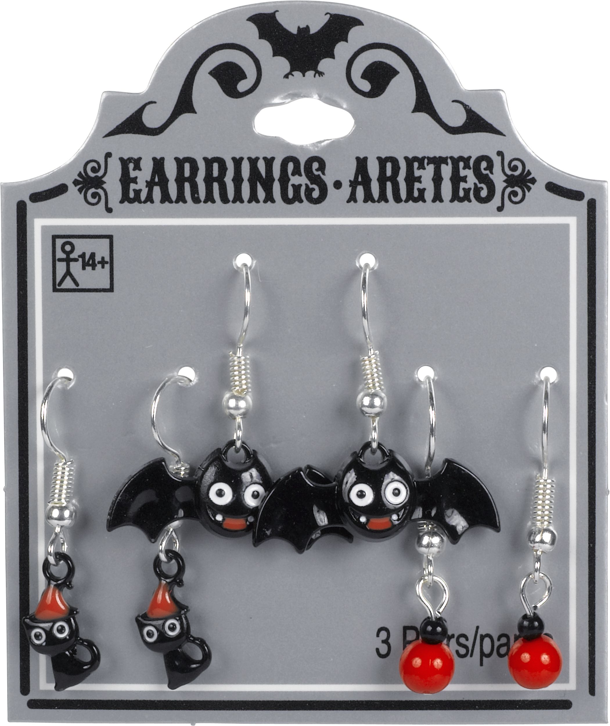 Bats & Cats Halloween Earrings Set, 6-pc Front_Flat