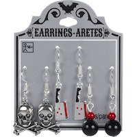 Cleaver & Crossbones Halloween Earrings Set, 6-pc Front_Flat