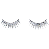 Faux cils à paillettes, argenté/noir, taille unique, accessoire de costume à porter pour l'Halloween Front_Flat