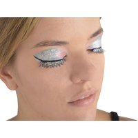 Glitter Fake False Eyelashes, Silver/Black, One Size, Wearable Costume Accessory for Halloween Front_Angled_Right