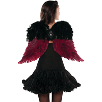 Scarlet Fever Fallen Angel Feather Wings Downturned, Red/Black, One Size, Wearable Costume Accessory for Halloween Back_Flat