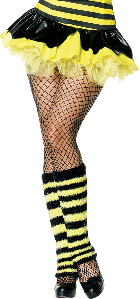 Adult Fuzzy Bumblebee Leg Warmers, Yellow/Black Striped, One Size, Wearable  Costume Accessory for Halloween