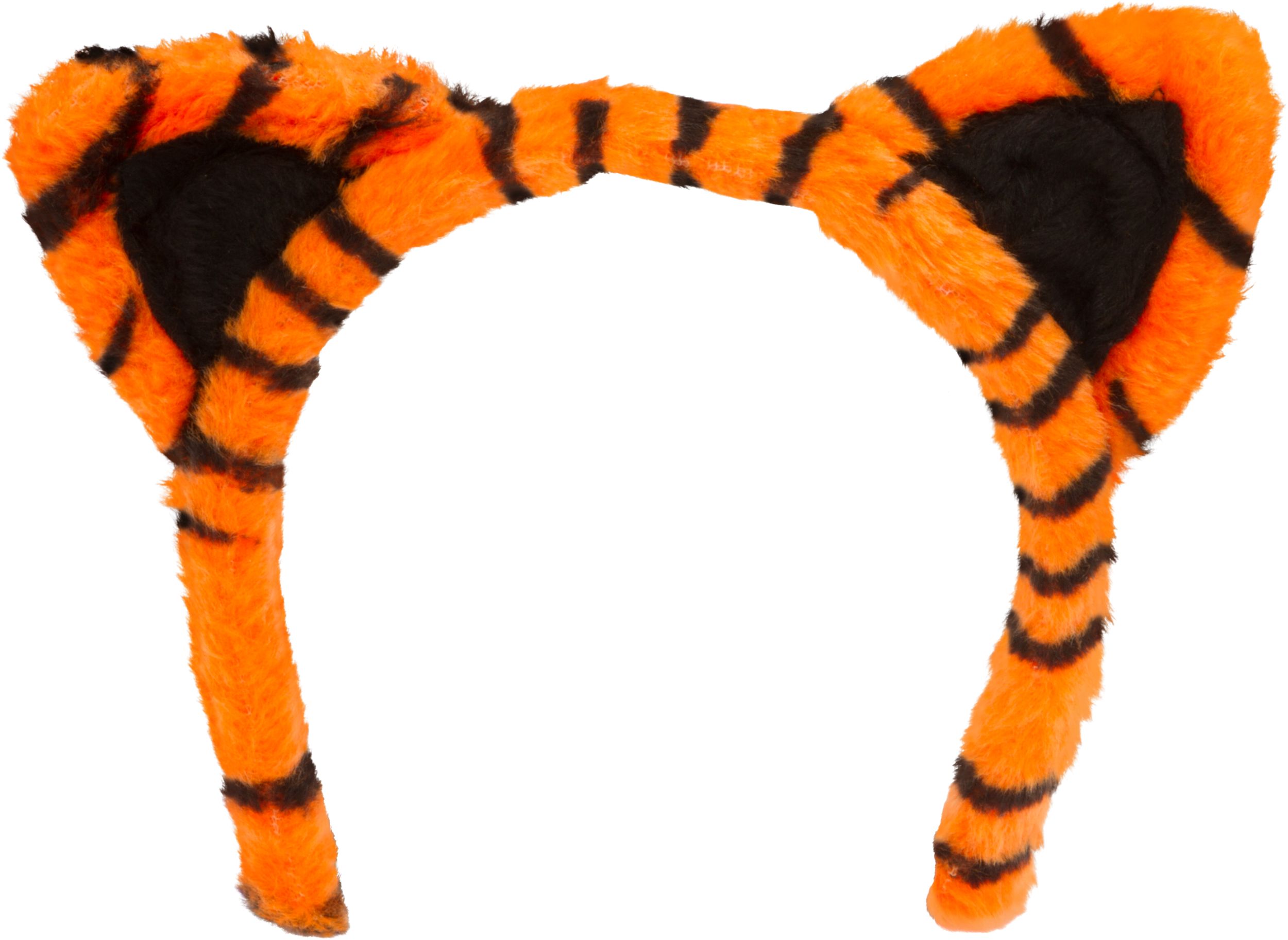 Furry Tiger Ears Headband, Black/Orange, One Size, Wearable Costume Accessory for Halloween Front_Flat