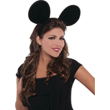 Big Plush Mouse Ears Headband, Black, One Size, Wearable Costume Accessory for Halloween Front_Angled_Right