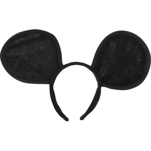 Big Plush Mouse Ears Headband, Black, One Size, Wearable Costume Accessory for Halloween