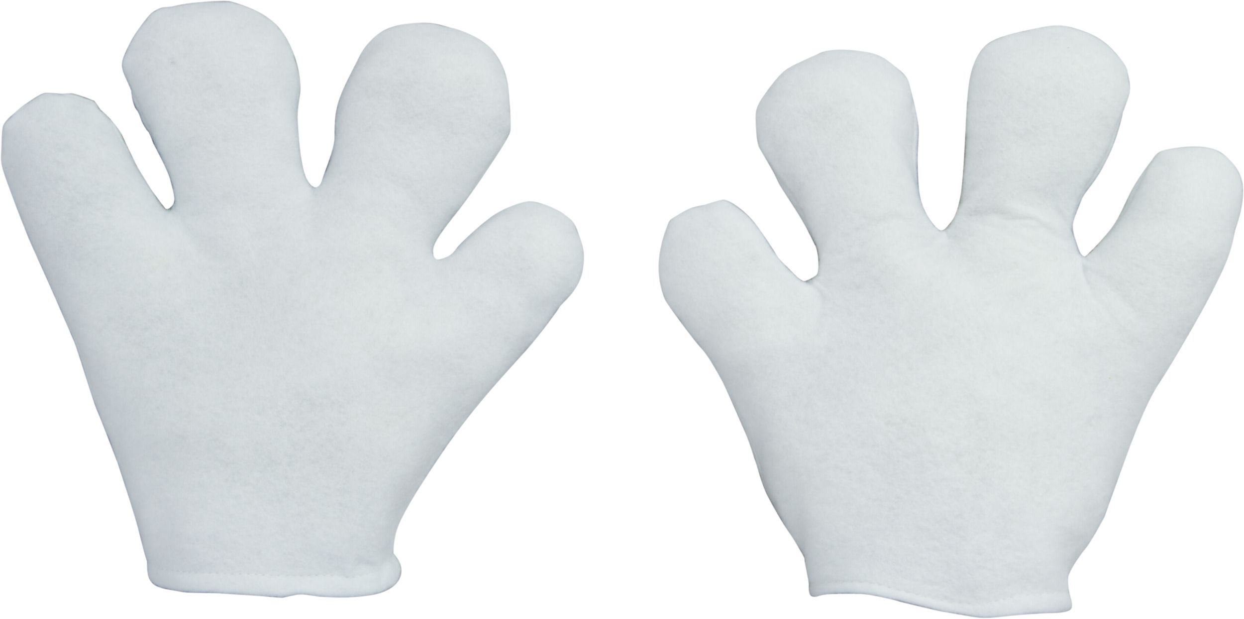 Gants en feutre de dessin animé pour enfants, blanc, taille unique, accessoire de costume à porter pour l'Halloween Overhead_Flat