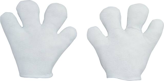 Kids' Felt Cartoon Gloves, White, One Size, Wearable Costume Accessory for Halloween Overhead_Flat