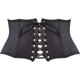 Adult Waist Cincher Corset with Lace Up & Zipper, Black, One Size, Wearable Costume Accessory for Halloween Front_Flat