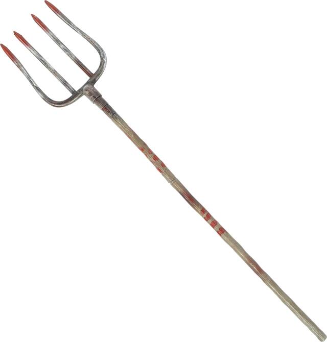 Fourche ensanglantée, argenté/brun, 55 po, accessoire de costume à porter pour l'Halloween Front_Flat