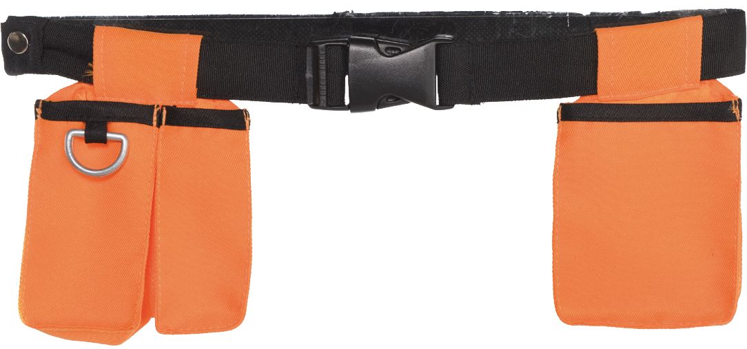 Costume de travailleur de la construction pour enfants, orange, veste et ceinture à outils, choix de tailles Front_Flat