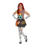 Costume Disney L'Étrange Noël de Monsieur Jack Sally, femmes, robe multicolore avec bandeau/collants/chaussettes, tailles variées Front_Flat