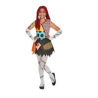 Disney Kids' The Nightmare Before Christmas Sally Multi-Coloured Dress with Headband/Tights/Socks Halloween Costume, Assorted Sizes Front_Flat