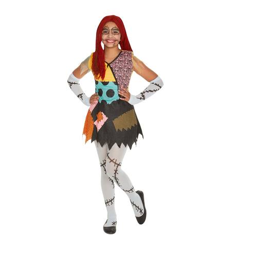 Disney Kids' The Nightmare Before Christmas Sally Multi-Coloured Dress with Headband/Tights/Socks Halloween Costume, Assorted Sizes