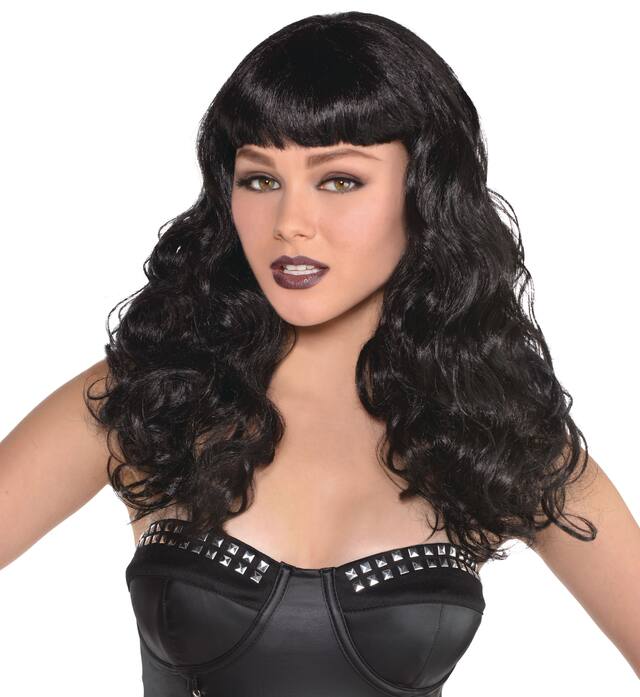 Wavy Black Wig Front_Angled_Left