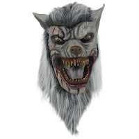 Werewolf Furry Bloody Mask with Hair, Grey, One Size, Wearable Costume Accessory for Halloween