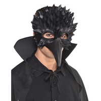 Black Crow Feather Party Mask Front_Angled_Right