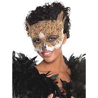 Masque en plumes de hibou brun Front_Angled_Left