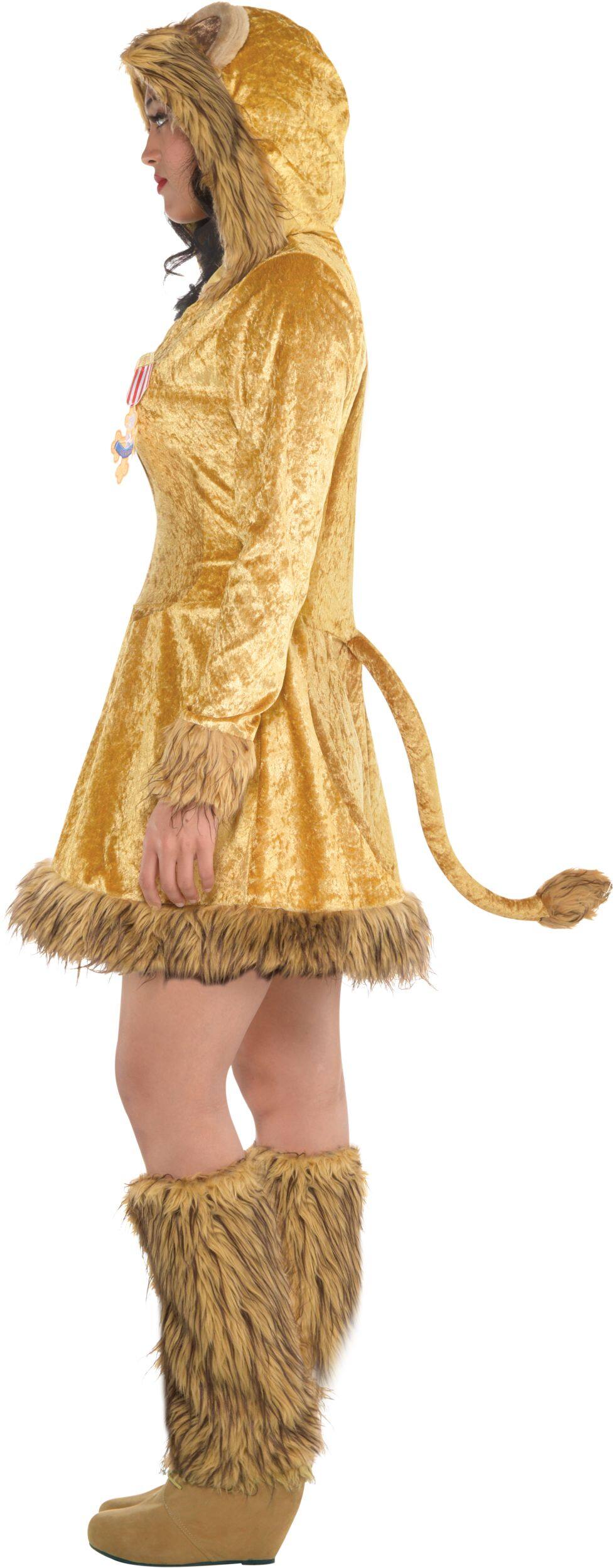 Womens The Wizard Of Oz Cowardly Lion Orange Dress With Hood And Leg Wamers Halloween Costume 1763