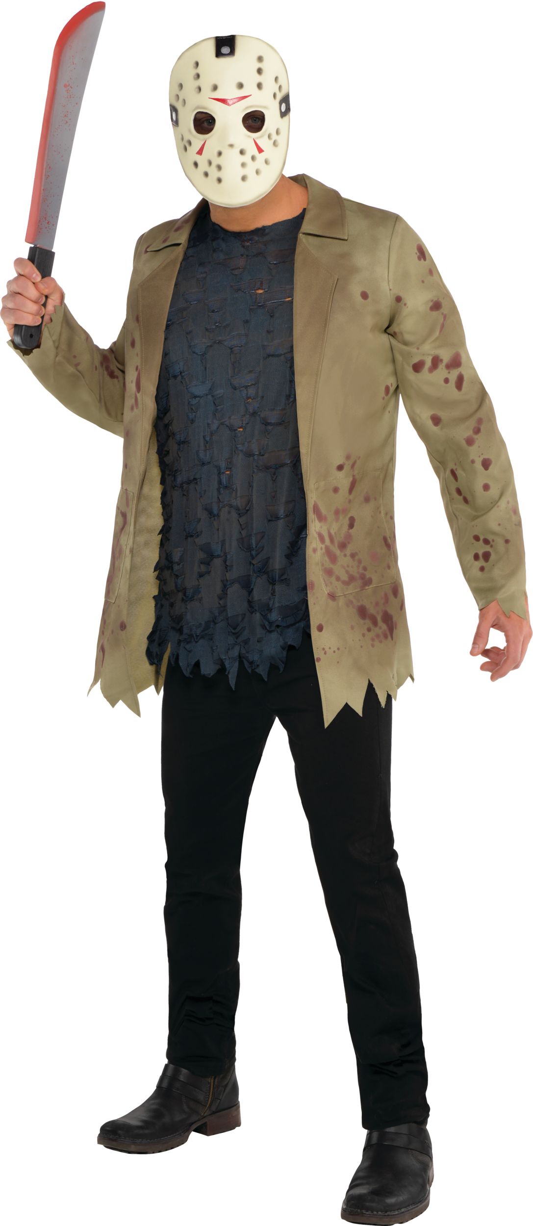 thumbnail image 2 of Rubber Johnnies Jason Voorhees Costume – Hockey Mask & Green Shirt, Adult Unisex L & XL, Halloween Prop 2 of 4