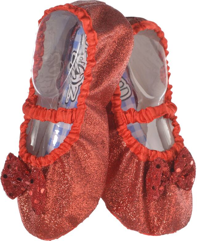 Kids' The Wizard of Oz Dorothy Glitter Slipper Shoes with Bows, Red, 7-in, Wearable Costume Accessory for Halloween Composite_or_Mixed