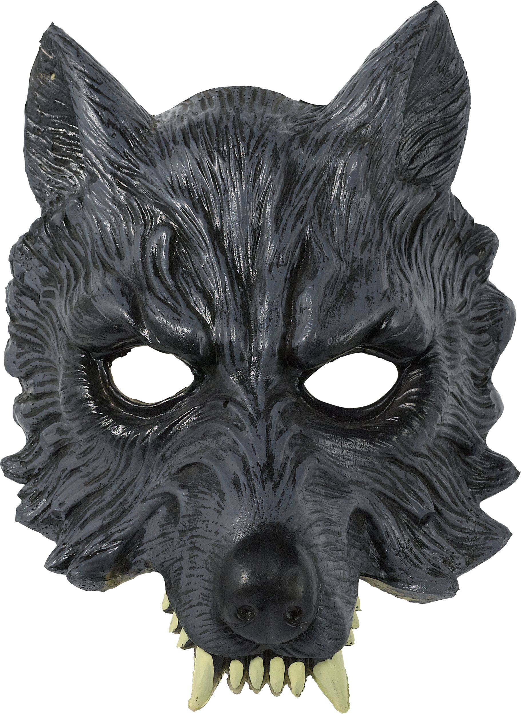 Werewolf Half Face Mask, Black, One Size, Wearable Costume Accessory ...