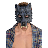 Werewolf Half Face Mask, Black, One Size, Wearable Costume Accessory for Halloween Front_Flat