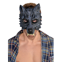 Werewolf Half Face Mask, Black, One Size, Wearable Costume Accessory for Halloween Front_Flat